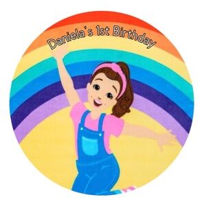 Ms. Rachel Personalized Rainbow Birthday Party Sticker